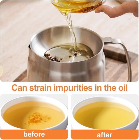 وعاء مقلاة عميقة من الفولاذ المقاوم للصدأ 304 مع سلة ومصفاة، القلي، الطبخ، التخييم، حاوية فلتر الزيت، 3.5 لتر (3.5Qt) in Kuwait