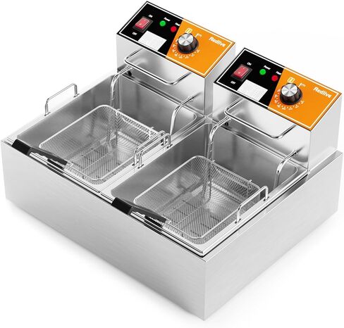 Electric Deep Fryer 20L/21QT Stainless Steel Large Capacity Commercial Fryer with Basket, 3400W 110V Countertop Deep Fryer for Home Kitchen and Restaurant Use withTemperature Control in Saudi Arabia