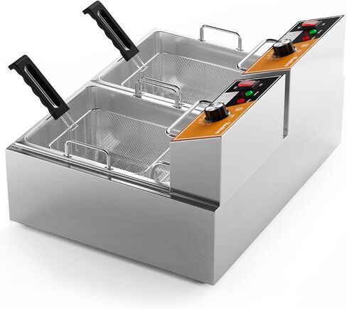 Electric Deep Fryer 20L/21QT Stainless Steel Large Capacity Commercial Fryer with Basket, 3400W 110V Countertop Deep Fryer for Home Kitchen and Restaurant Use withTemperature Control in Saudi Arabia