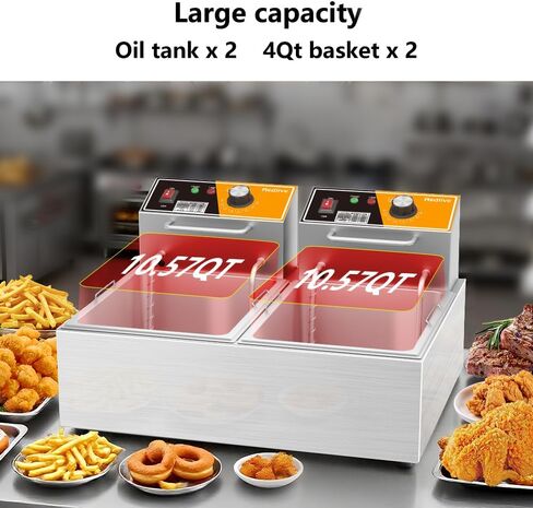 Electric Deep Fryer 20L/21QT Stainless Steel Large Capacity Commercial Fryer with Basket, 3400W 110V Countertop Deep Fryer for Home Kitchen and Restaurant Use withTemperature Control in Saudi Arabia
