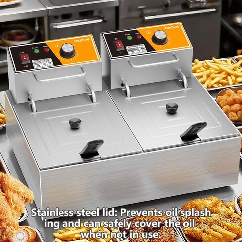 Electric Deep Fryer 20L/21QT Stainless Steel Large Capacity Commercial Fryer with Basket, 3400W 110V Countertop Deep Fryer for Home Kitchen and Restaurant Use withTemperature Control in Saudi Arabia