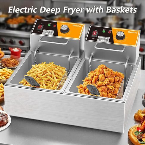 Electric Deep Fryer 20L/21QT Stainless Steel Large Capacity Commercial Fryer with Basket, 3400W 110V Countertop Deep Fryer for Home Kitchen and Restaurant Use withTemperature Control in Saudi Arabia