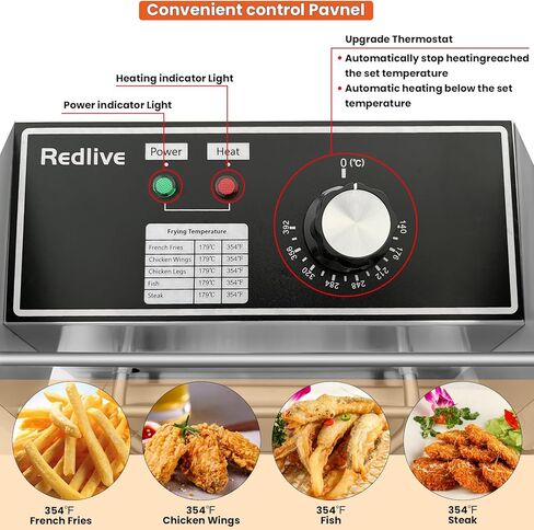 مقلاة كهربائية عميقة بقدرة 3400 وات، سعة 21 كيو تي/20 لتر، مقلاة عميقة تجارية مع سلتين للاستخدام المستقل، مقلاة زيت على سطح الطاولة لاستخدام المطاعم والمطبخ المنزلي in Kuwait