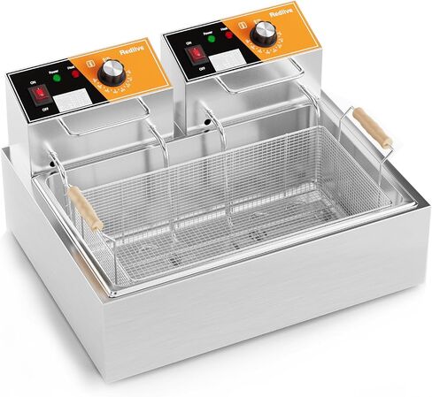 Electric Deep Fryer 20L/21QT Stainless Steel Large Capacity Commercial Fryer with Basket, 3400W 110V Countertop Deep Fryer for Home Kitchen and Restaurant Use withTemperature Control in Saudi Arabia