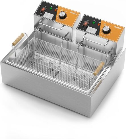 Electric Deep Fryer 20L/21QT Stainless Steel Large Capacity Commercial Fryer with Basket, 3400W 110V Countertop Deep Fryer for Home Kitchen and Restaurant Use withTemperature Control in Saudi Arabia