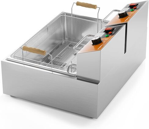 Electric Deep Fryer 20L/21QT Stainless Steel Large Capacity Commercial Fryer with Basket, 3400W 110V Countertop Deep Fryer for Home Kitchen and Restaurant Use withTemperature Control in Saudi Arabia