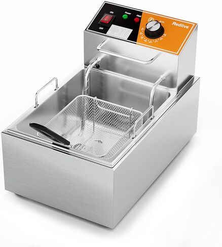 مقلاة كهربائية عميقة 20 لتر/21 كيو تي مقلاة تجارية كبيرة السعة من الفولاذ المقاوم للصدأ مع سلة، مقلاة عميقة على سطح المنضدة 3400 وات 110 فولت للاستخدام المنزلي والمطبخ والمطعم مع التحكم في درجة الحرارة in Kuwait