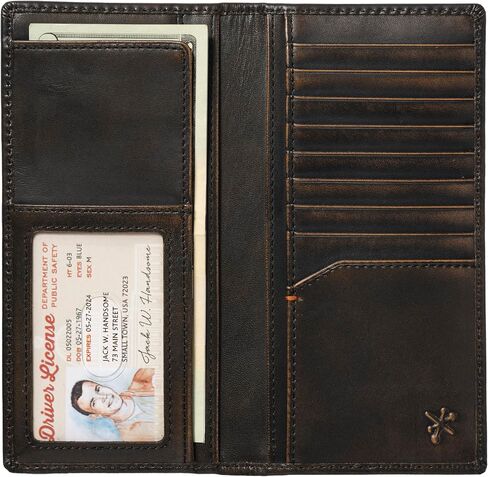 HoJ Co. BASS FISH Long Wallet For Men | Full Grain Leather with Hand Burnished Finish | Long Bifold Wallet | Rodeo Wallet | Bass Fisherman Gift in Kuwait