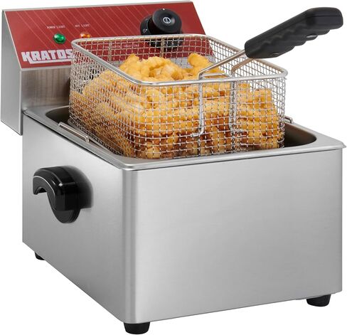 مقلاة عميقة كهربائية تجارية من كراتوس، مقلاة سعة 10 رطل مع سلة، مقلاة من الفولاذ المقاوم للصدأ للمطاعم، منصات الامتياز in Kuwait