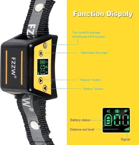 Plkm Dog Wireless GPS Fence Pet Electric Fence Containment System, Adjustable Control Range Warning Strength, Wireless Charging GPS Wireless Dog Fence, Fully Sealed Waterproof Collar Receiver in Kuwait