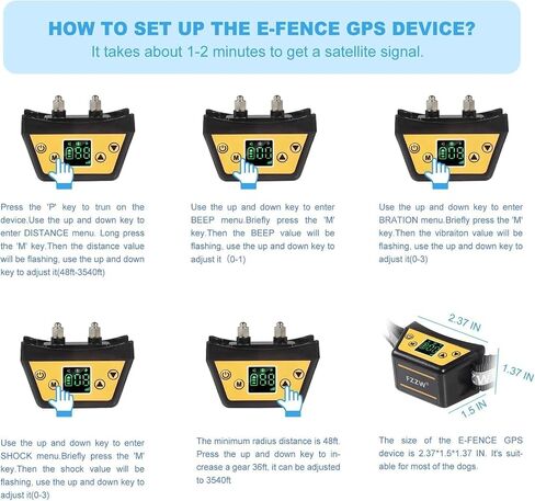 Plkm Dog Wireless GPS Fence Pet Electric Fence Containment System, Adjustable Control Range Warning Strength, Wireless Charging GPS Wireless Dog Fence, Fully Sealed Waterproof Collar Receiver in Kuwait