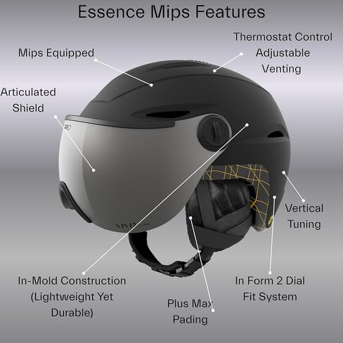 Giro Essence MIPS Ski Helmet - Snowboard Helmet for Women & Youth with Integrated Shield/Visor - Matte White - M (55.5-59cm) in Kuwait