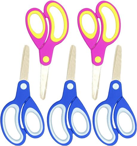 Left-handed Kids Scissors by Galadim (Pack of 5, Rounded-tip, 5.2-Inch) - Lefty Soft Touch Blunt School Student Scissors Shears GD-018-J in Kuwait
