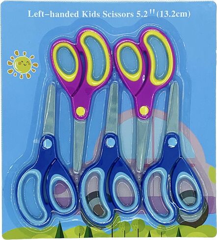 Left-handed Kids Scissors by Galadim (Pack of 5, Rounded-tip, 5.2-Inch) - Lefty Soft Touch Blunt School Student Scissors Shears GD-018-J in Kuwait