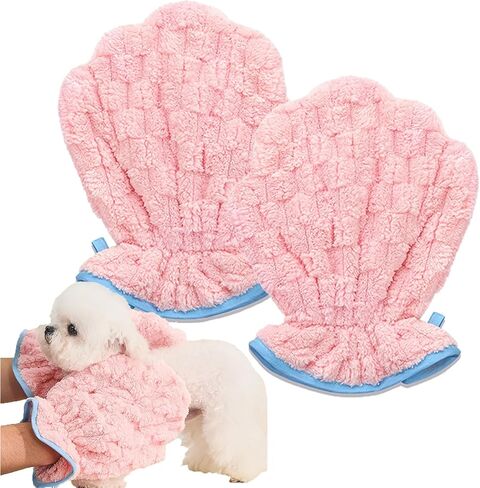 Pet Towel Dog Bath Towels for Drying Dogs,Microfiber Absorber Towel Dog Grooming Gloves for Cats Quick Drying Puppy Towel Gloves Small 2 Pack (10.6X8.2in) in Saudi Arabia
