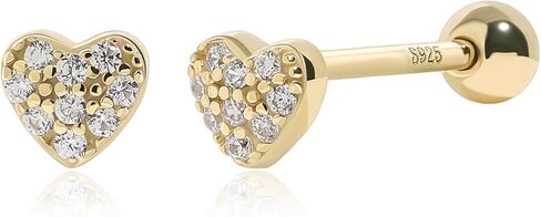 Meissa 925 Sterling Silver Heart Flat Back Earrings for Women Screw Back Nickel Free Earrings Tiny Hypoallergenic Toddler Earrings in Saudi Arabia