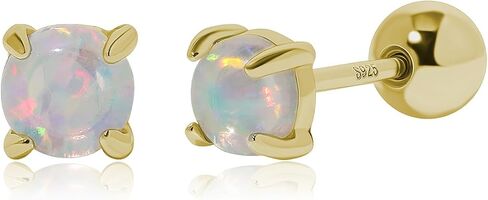 Meissa Opal Earrings for Women 925 Sterling Silver Screw Back Stud Earrings Dainty Birthstone Earrings Hypoallergenic Sleep on Ball Back Earrings in Saudi Arabia