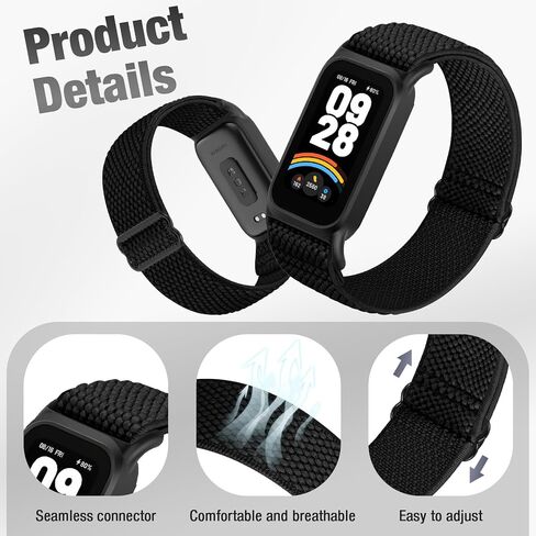 2 حزمة نطاقات مرنة متوافقة مع Xiaomi Smart Watch 9 من الرجال النشطين ، والمعصم الرياضي البديل النايلون الناعم لمشاهدة Redmi 3 in Kuwait