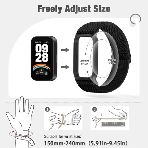 2 حزمة نطاقات مرنة متوافقة مع Xiaomi Smart Watch 9 من الرجال النشطين ، والمعصم الرياضي البديل النايلون الناعم لمشاهدة Redmi 3 in Kuwait