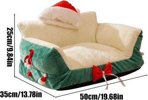 Pet Sofa,Sleeping Chair with Santa Hat | Cat Beds | for Home Kitchen Bedroom Living Room Porch Patio Balcony Play Area Apartment Indoor Relaxation Nighttime Sleep Daily Rest in Saudi Arabia