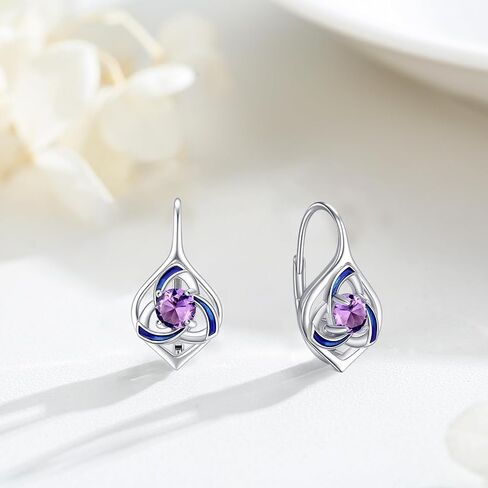 Leverback Earrings for Women 925 Sterling Silver Celtic Moonstone Trinity Knot Earring Irish Jewelry Gifts for Women Teen Girls Good Luck Gifts in Saudi Arabia
