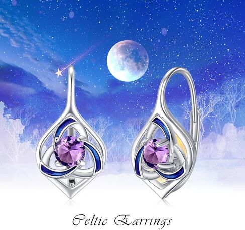 Leverback Earrings for Women 925 Sterling Silver Celtic Moonstone Trinity Knot Earring Irish Jewelry Gifts for Women Teen Girls Good Luck Gifts in Saudi Arabia