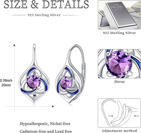 Leverback Earrings for Women 925 Sterling Silver Celtic Moonstone Trinity Knot Earring Irish Jewelry Gifts for Women Teen Girls Good Luck Gifts in Saudi Arabia