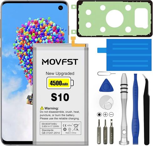 Replacement Battery for Samsung Galaxy S10,4500mAh High Capacity Battery Fit for Samsung Galaxy S10 Model SM-G973F/U/W/X/N/U1, SM-G9730, SCV41, SM-G973C with Repair Tool Kits,EB-BG973ABU in Kuwait