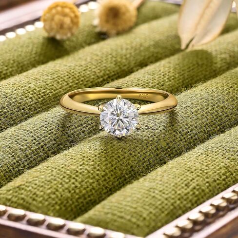 Blongme 1 Carat Moissanite Rings for Women Engagement Wedding Band 925 Sterling Silver Round Solitaire Size 4-13 in Kuwait