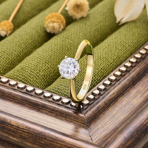 Blongme 1 Carat Moissanite Rings for Women Engagement Wedding Band 925 Sterling Silver Round Solitaire Size 4-13 in Kuwait
