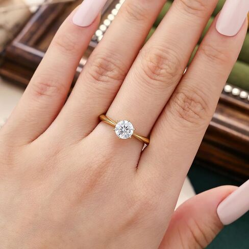 Blongme 1 Carat Moissanite Rings for Women Engagement Wedding Band 925 Sterling Silver Round Solitaire Size 4-13 in Kuwait