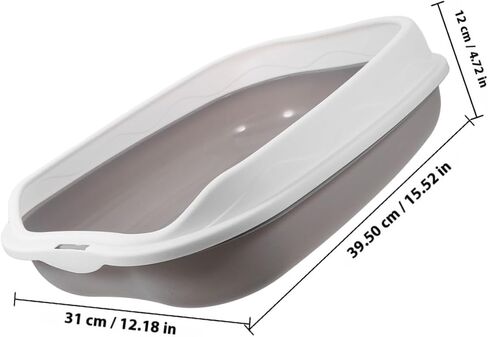 Semi-Enclosed Cat Toilet for Kittens with Low Entry Splashproof Large Capacity Litter Pan Pet Sandbox Tray for Training and Reducing Litter Scatter Gray in Saudi Arabia