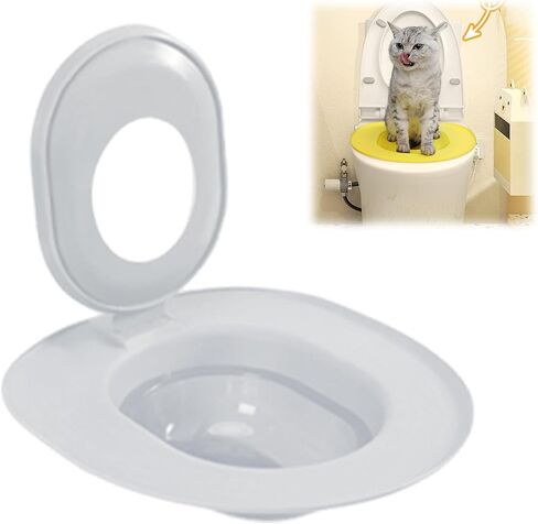 Cat Toilet Training Kit Cat Toilet Seat Training Kit Reusable Trainer Seat Tool Box for Pet Cleaning Portable Indoor Toilet Solution (Grey,One Size) in Kuwait