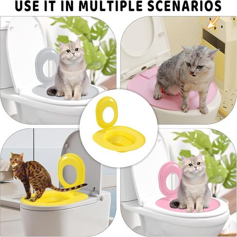 Cat Toilet Training Kit Cat Toilet Seat Training Kit Reusable Trainer Seat Tool Box for Pet Cleaning Portable Indoor Toilet Solution (Grey,One Size) in Kuwait