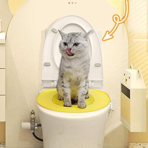 Cat Toilet Training Kit Cat Toilet Seat Training Kit Reusable Trainer Seat Tool Box for Pet Cleaning Portable Indoor Toilet Solution (Grey,One Size) in Kuwait