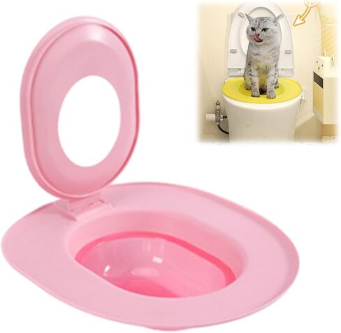 Cat Toilet Training Kit Cat Toilet Seat Training Kit Reusable Trainer Seat Tool Box for Pet Cleaning Portable Indoor Toilet Solution (Grey,One Size) in Kuwait
