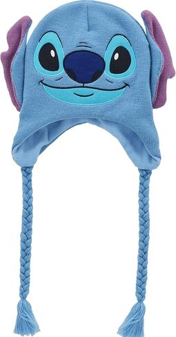 Disney Stitch Beanie Hat, Peruvian Winter Knit Cap with 3D Ears and Tassels, Blue, One Size in Saudi Arabia