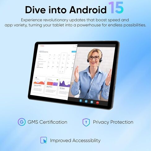 جهاز لوحي 11 بوصة مع لوحة مفاتيح ، Android 15 أقراص ، 12 جيجابايت+128 جيجابايت ، 1 تيرابايت ، بطارية 8000 مللي أمبير في الساعة ، كاميرا 5 ميجابكسل+8 ميجابكسل ، واي فاي 6 ، شاشة لمس IPS ، الماوس/القلم/الحالة/الشاحن في الداخل ، هدية رائعة - in Kuwait
