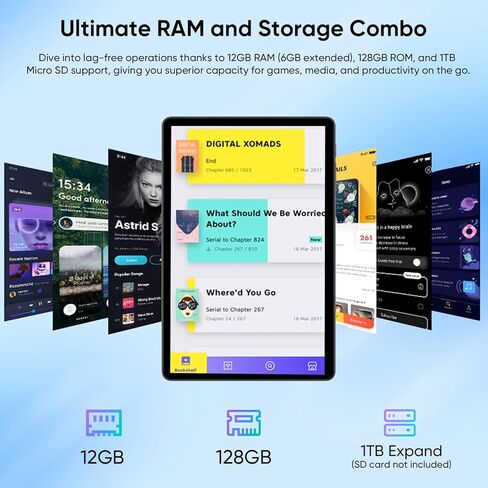 جهاز لوحي 11 بوصة مع لوحة مفاتيح ، Android 15 أقراص ، 12 جيجابايت+128 جيجابايت ، 1 تيرابايت ، بطارية 8000 مللي أمبير في الساعة ، كاميرا 5 ميجابكسل+8 ميجابكسل ، واي فاي 6 ، شاشة لمس IPS ، الماوس/القلم/الحالة/الشاحن في الداخل ، هدية رائعة - in Kuwait