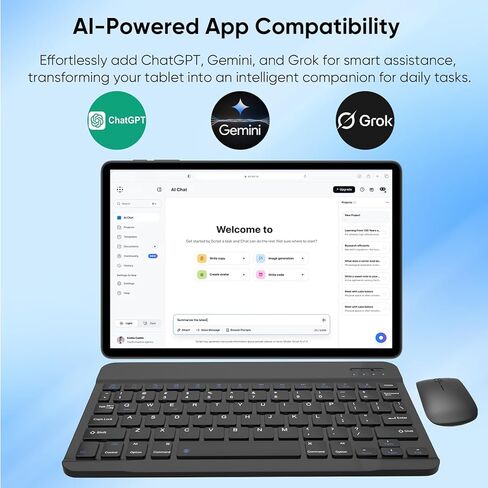 جهاز لوحي 11 بوصة مع لوحة مفاتيح ، Android 15 أقراص ، 12 جيجابايت+128 جيجابايت ، 1 تيرابايت ، بطارية 8000 مللي أمبير في الساعة ، كاميرا 5 ميجابكسل+8 ميجابكسل ، واي فاي 6 ، شاشة لمس IPS ، الماوس/القلم/الحالة/الشاحن في الداخل ، هدية رائعة - in Kuwait