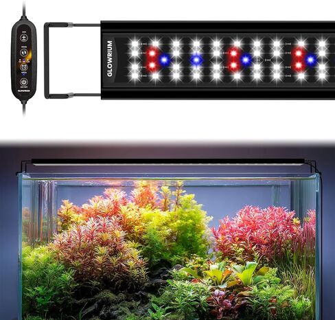 مصباح حوض السمك GLOWRIUM، حوض أسماك المياه العذبة LED كامل الطيف، قابل للتعتيم بشكل لا نهائي، ضوء خزان الأسماك مع مؤقت تشغيل/إيقاف تلقائي (18-23 بوصة) in Saudi Arabia