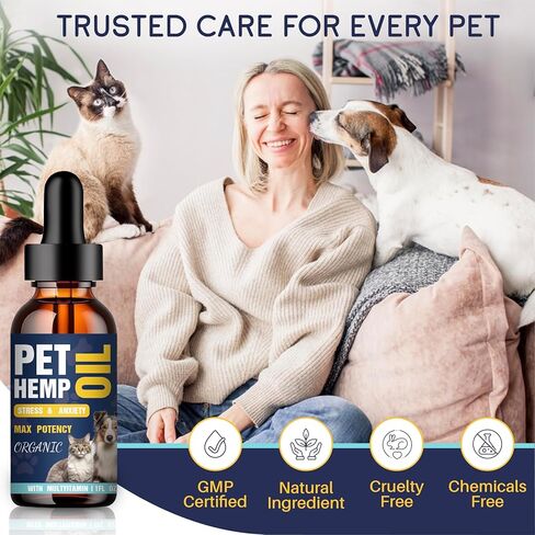 Hemp Oil for Dogs Cats (3 Pack) Organic Helps with Аnxiеty, Calming, Pain Relief, Sleep, Arthritis, Seizures Support Pet Supplement for Smal & Large Pets with Omega 3-6-9 Oil Fast Results Made in USA in Saudi Arabia