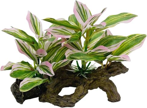 Smoothedo-Pets Fish Tank Decorations Aquarium Decor Ornaments Betta Pink Leaf pad Hammock Artifical Driftwood Goldfish Bowl Accessories (Light Pink Set) in Saudi Arabia