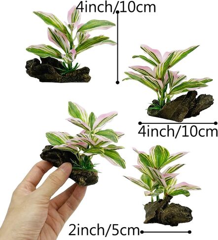 Smoothedo-Pets Fish Tank Decorations Aquarium Decor Ornaments Betta Pink Leaf pad Hammock Artifical Driftwood Goldfish Bowl Accessories (Light Pink Set) in Saudi Arabia