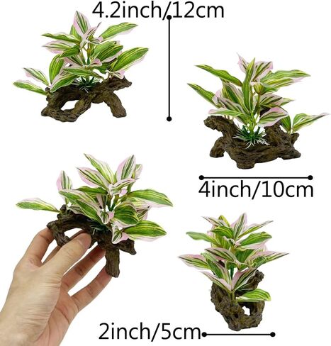 Smoothedo-Pets Fish Tank Decorations Aquarium Decor Ornaments Betta Pink Leaf pad Hammock Artifical Driftwood Goldfish Bowl Accessories (Light Pink Set) in Saudi Arabia