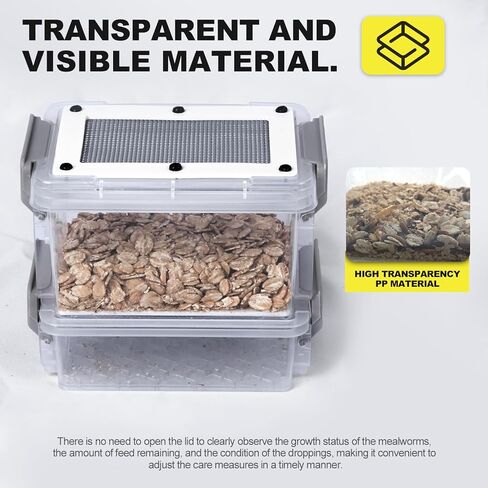 مجموعة تربية ديدان الوجبات، لتربية ديدان الوجبات الحية، وحدة تغذية ديدان الوجبات مع ملاقط وفراش نخالة القمح (للديدان 0.5-2 سم) in Kuwait