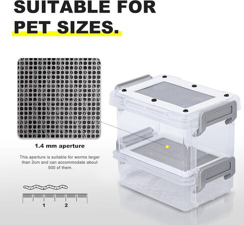 مجموعة تربية ديدان الوجبات، لتربية ديدان الوجبات الحية، وحدة تغذية ديدان الوجبات مع ملاقط وفراش نخالة القمح (للديدان 0.5-2 سم) in Kuwait