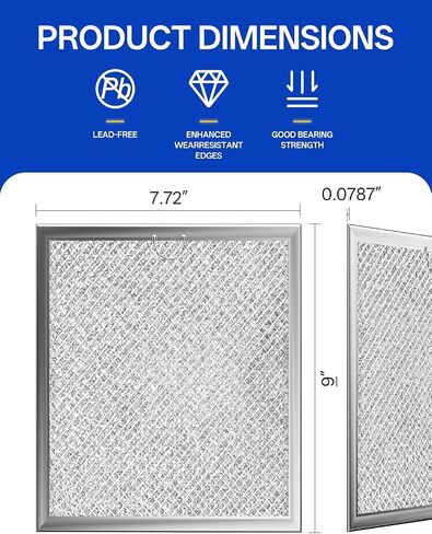 WB6X486 GE Microwave Filter Replacement 9" x 7.72" Fits 5304408977 Frigidaire Microwave Filter - Aluminum Mesh Screen Grease Filter - Filters Air Entering Over the Range Oven Vent Fan (2-Pack) in Saudi Arabia