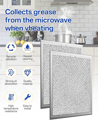 WB6X486 GE Microwave Filter Replacement 9" x 7.72" Fits 5304408977 Frigidaire Microwave Filter - Aluminum Mesh Screen Grease Filter - Filters Air Entering Over the Range Oven Vent Fan (2-Pack) in Saudi Arabia