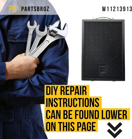 فلتر الشحوم PartsBroz W11213913 - متوافق مع مجموعة فرن الميكروويف ويرلبول - يستبدل AP6339877 4591618 PS12578306 W11206152 قطع إصلاح بديلة متينة للغاية، إصلاح سريع للخدمة الشاقة in Saudi Arabia